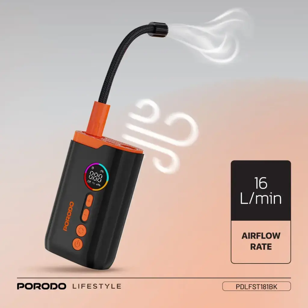 Porodo Lifestyle Electric Air Inflator - Black (5).webp