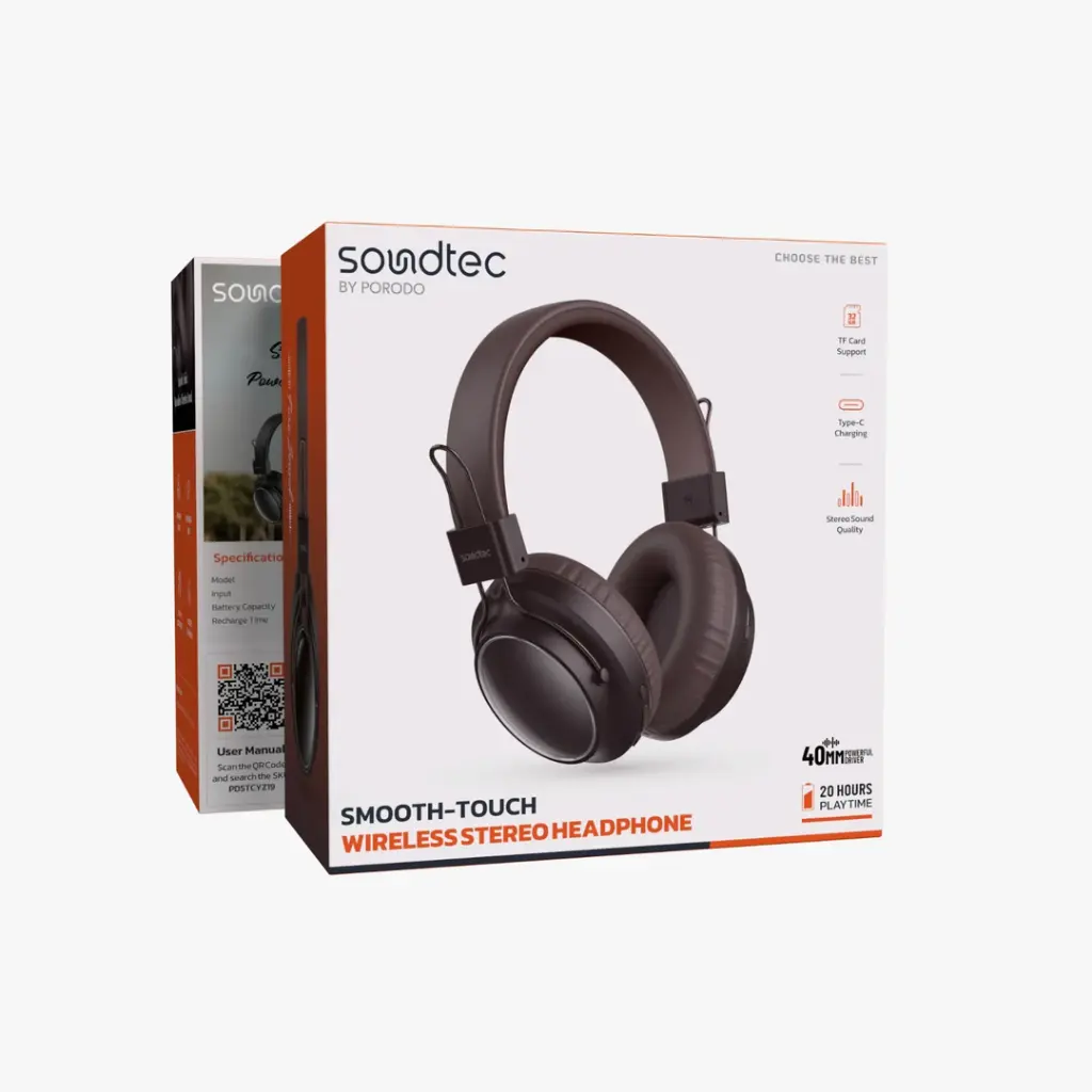 Porodo Soundtec 400Mah Bluetooth Headphone With Smooth  (1).webp
