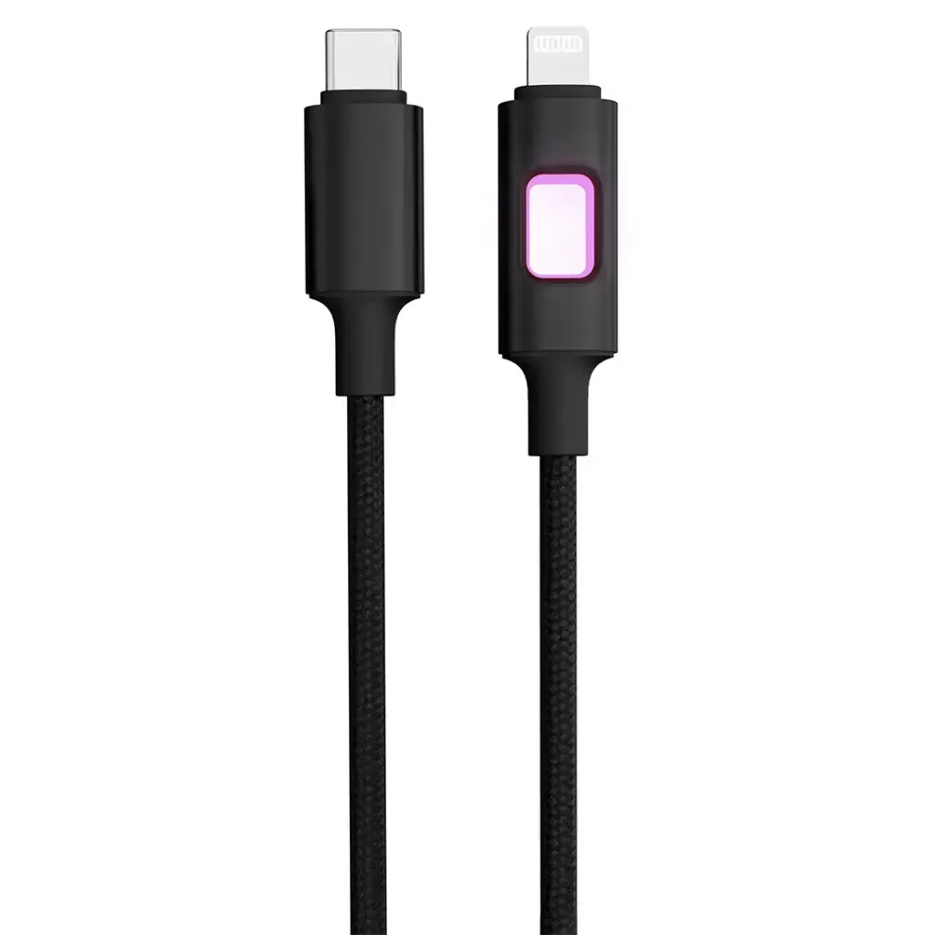 Porodo LED Braided USB-C to Lightning Charging & Data Cabl.webp