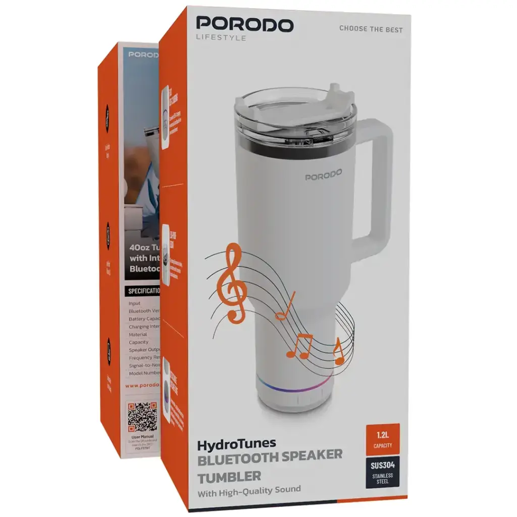 Porodo Lifestyle HydroTunes Bluetooth Speaker Tumbler8.webp