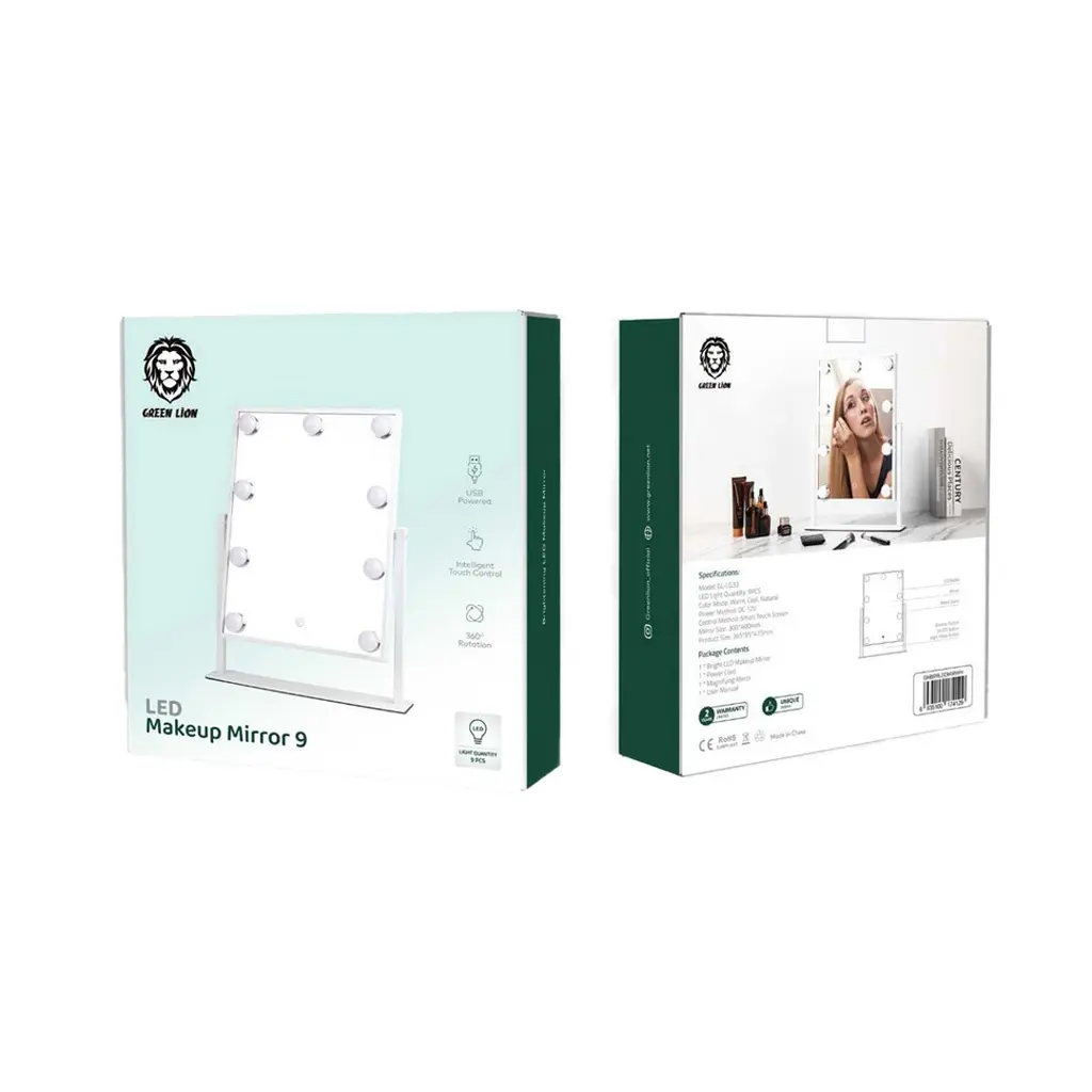 Green Lion Brightening 9 Led Makeup Mirror - White.webp