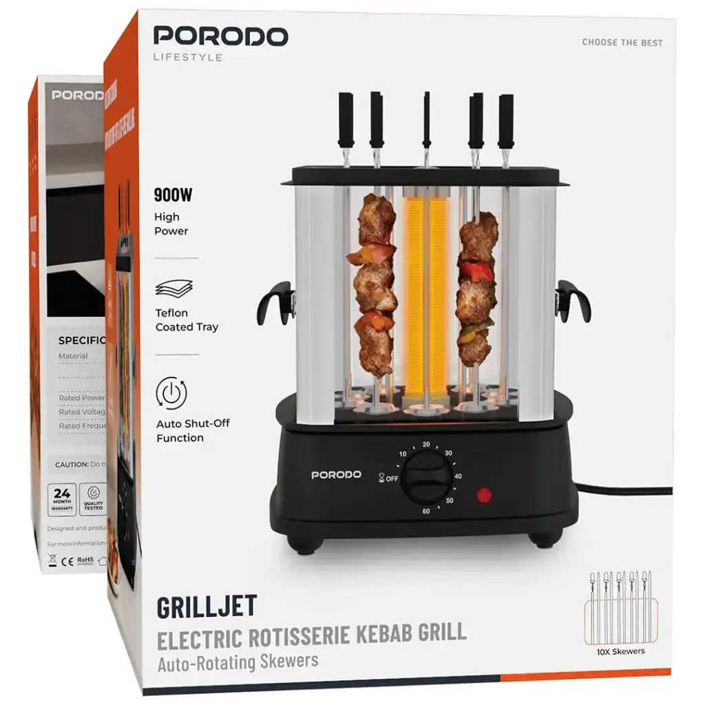 Porodo Lifestyle Grilljet Electric Rotisserie Kebab Grill with Auto-Rotating Ske (1 - Copy.webp