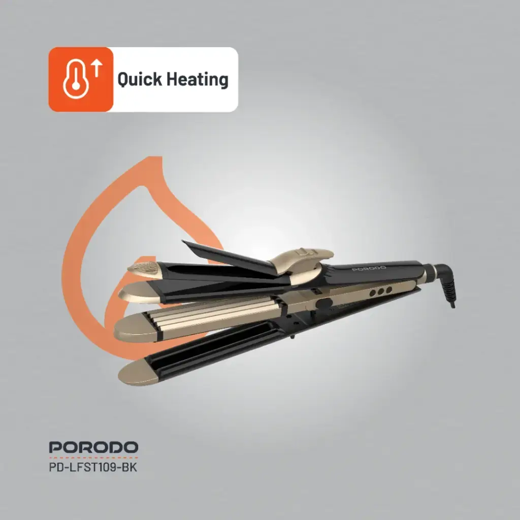 Porodo Lifestyle 4 Style Hair Iron - Black (6).webp