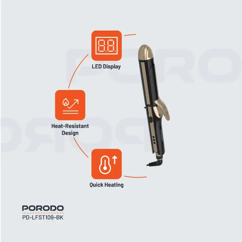 Porodo Lifestyle 4 Style Hair Iron - Black (2).webp