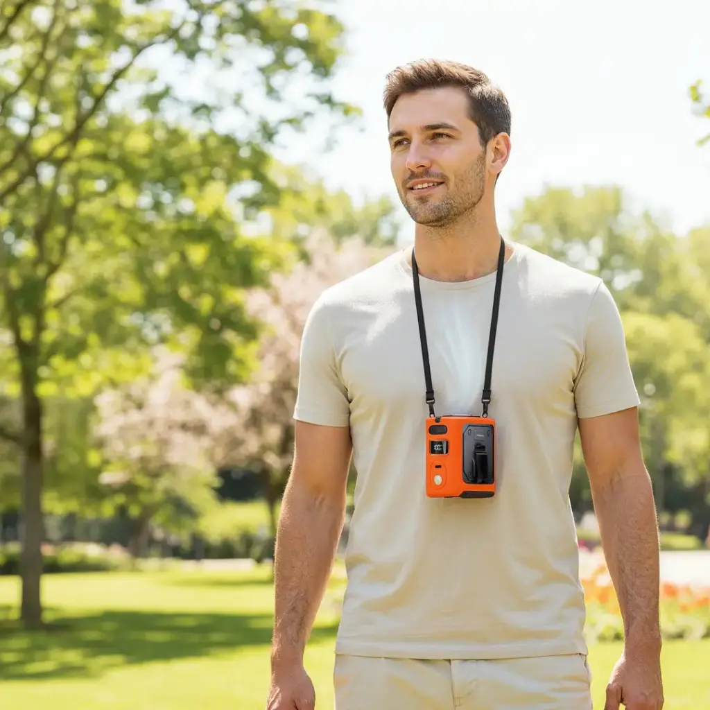 Porodo Lifestyle Chillo Coolclip Cooling Waist Fan, 8000mAh, Orange.webp