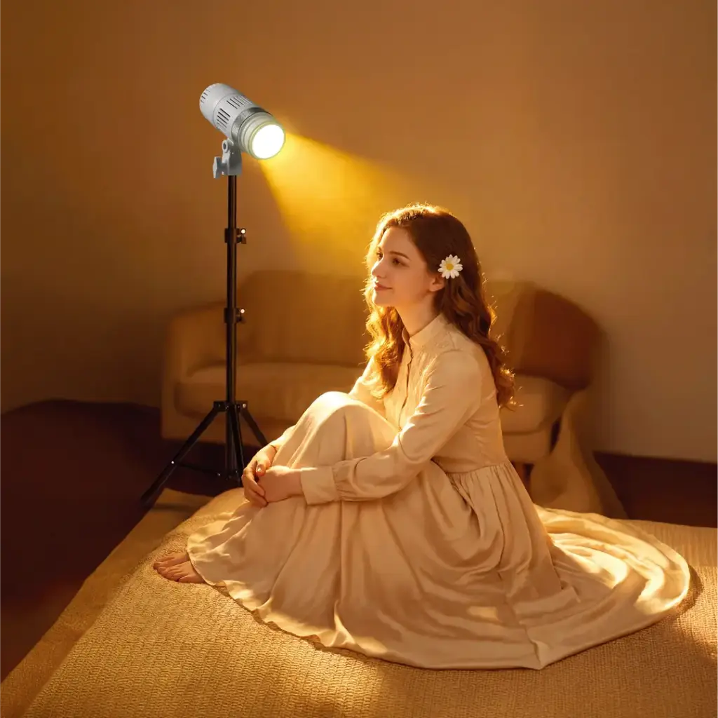 Porodo Adjustable LED Video Spotlight with Remote - White (1).webp