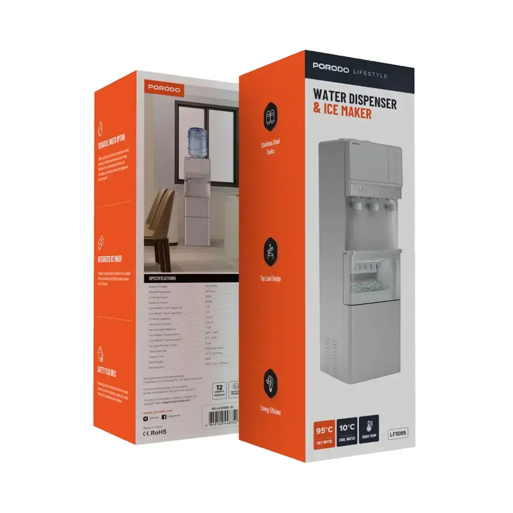 Porodo Lifestyle Water Dispenser & Ice Maker - Silver (1).webp