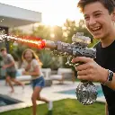 Porodo Blue Auto-Firing Electric Water Gun with Flashing Light - Grey (2).webp