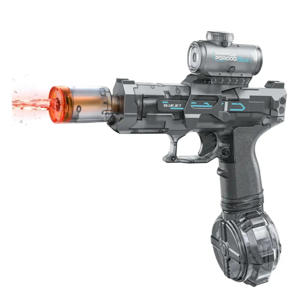 Porodo Blue Auto-Firing Electric Water Gun with Flashing Light - Grey.webp