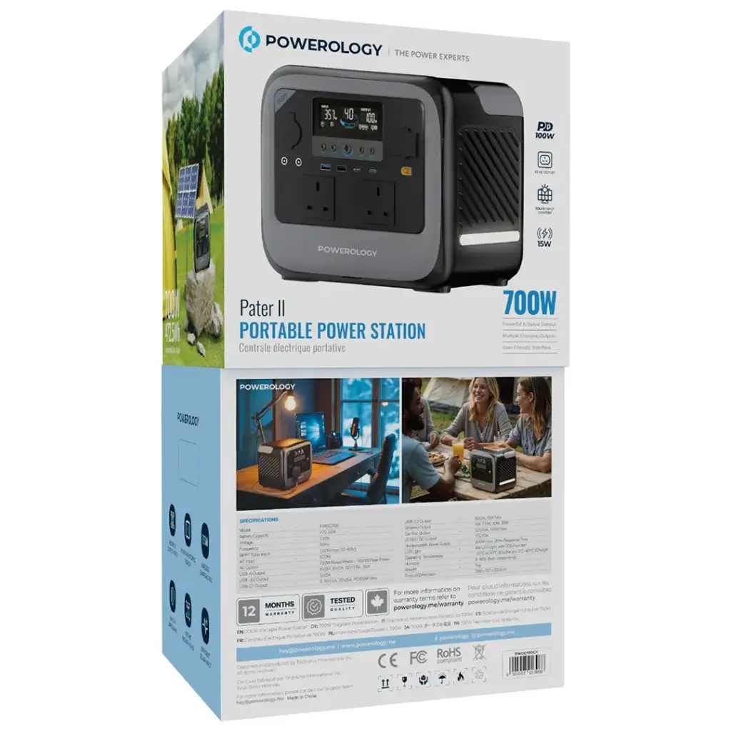 Powerology Pater II Portable Power Station 700W - Gray5.webp