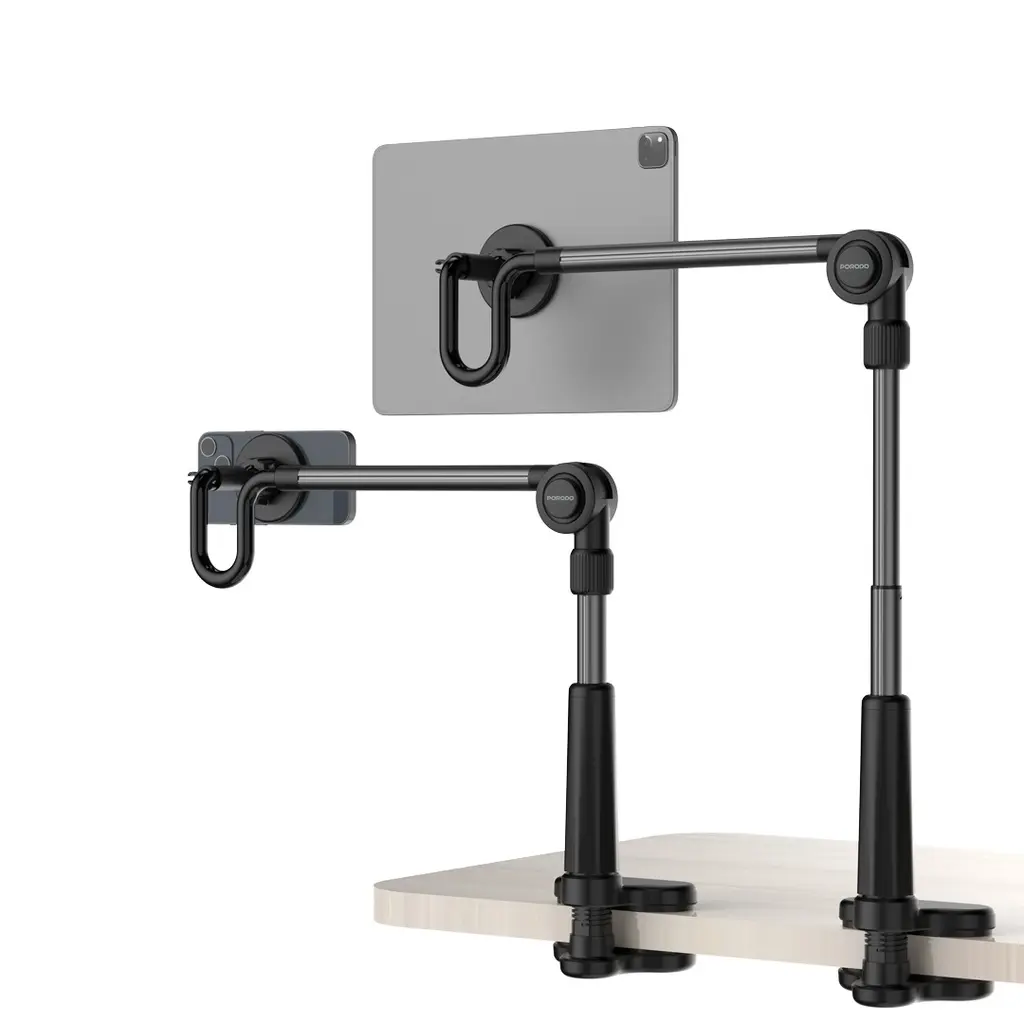Porodo Lazy Man Stand with Magnetic Suction 92CM - Black (4).webp