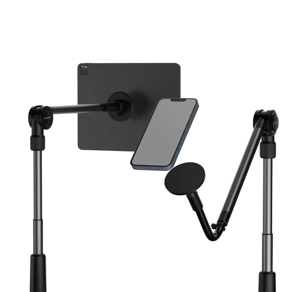 Porodo Lazy Man Stand with Magnetic Suction 92CM - Black (1).webp