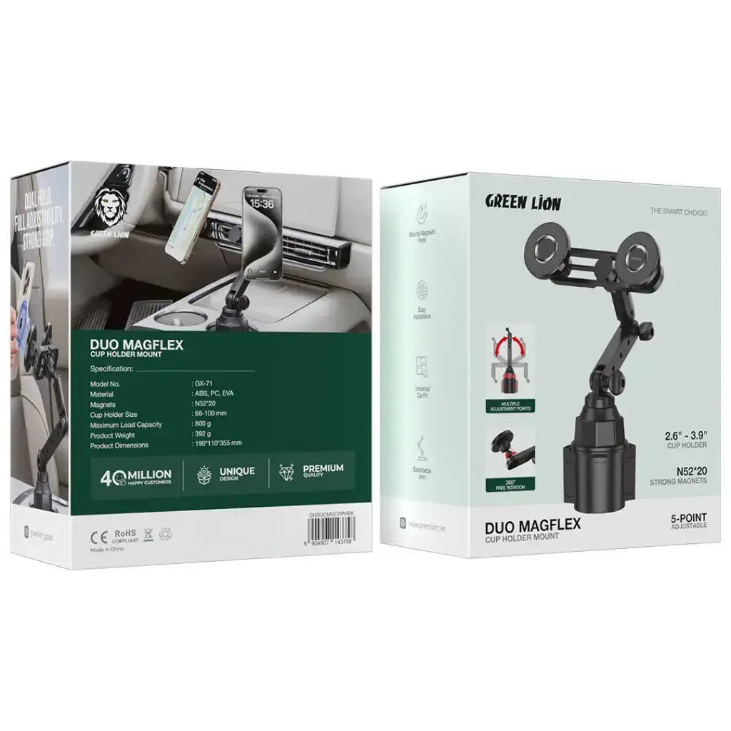 Green Lion Duo Magflex Cup Holder Mount - Black.webp