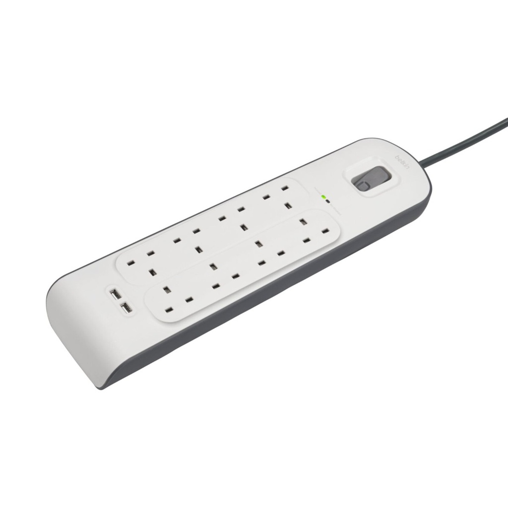 Belkin 8-Outlet Surge Protector with USB Charging, 2m – White – view 4