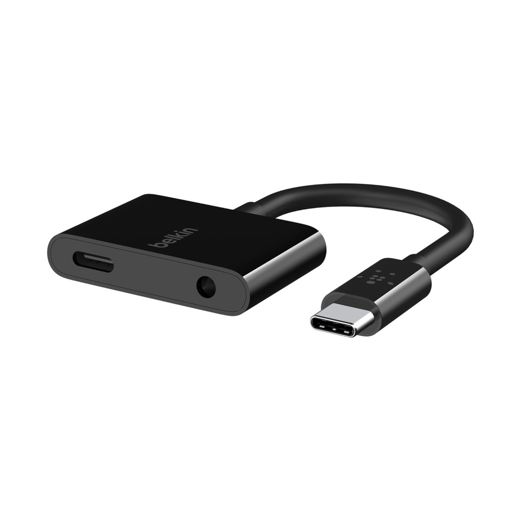 Belkin RockStar 3.5mm Audio + USB-C Charge Adapter – Black – view 4