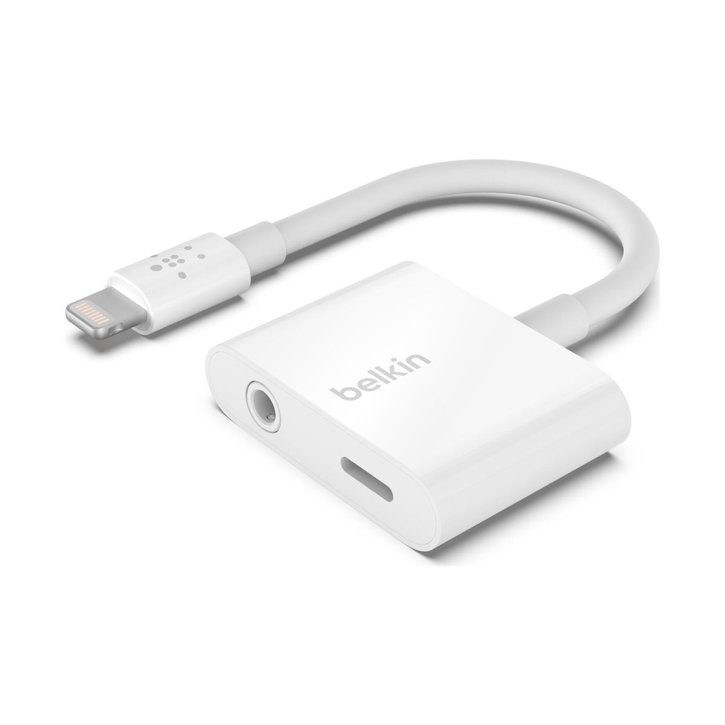 Belkin RockStar 3.5mm Audio + Lightning Charge Adapter – White – view 1