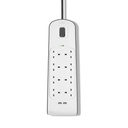 Belkin 8-Outlet Surge Protector with USB Charging, 2m – White – view 3