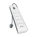 Belkin 8-Outlet Surge Protector with USB Charging, 2m – White – view 5