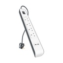 Belkin 4-Outlet Surge Protector with USB Charging, 2m – White – view 3