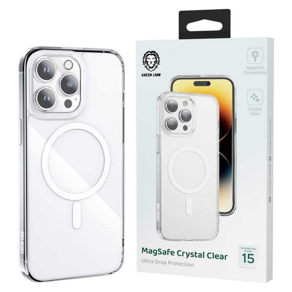 Green Lion Mate Magsafe Case iPhone 15Pro Max - Clear – with packaging