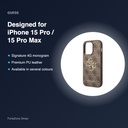 Guess 4G PU Leather Case with Metal Triangle Logo for iPhone 15 Pro / Pro Max – compatibility