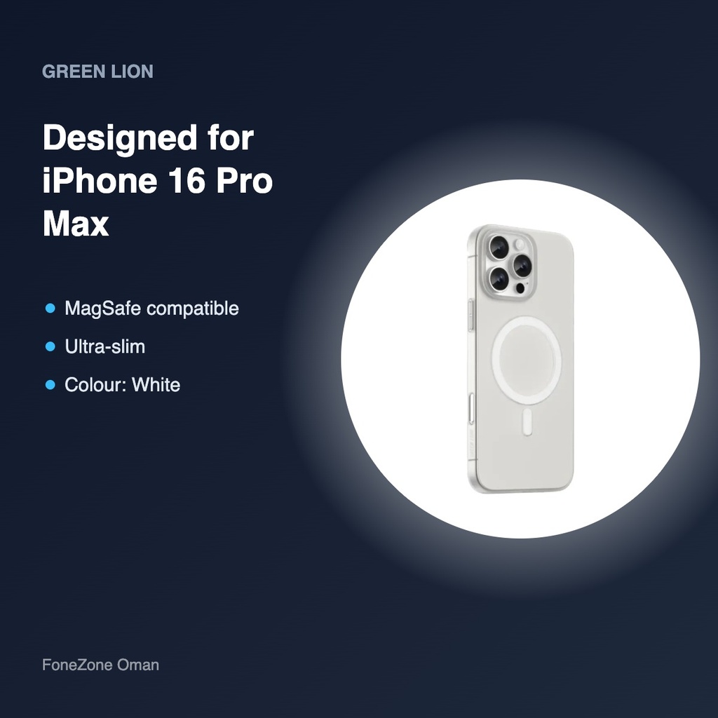 Green Lion Matte Luxe MagSafe Case for iPhone 16 Pro Max – White – compatibility