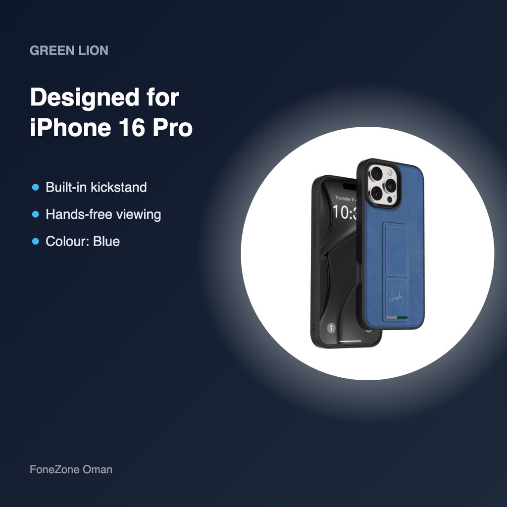 Green Lion Grip-X Kickstand Case for iPhone 16 Pro – Blue – compatibility