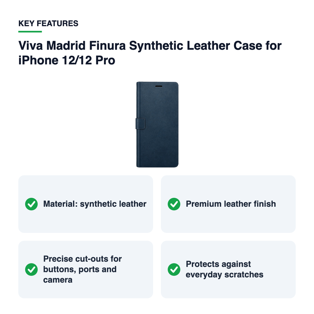 Key features – Viva Madrid Finura Synthetic Leather Case for iPhone 12/12 Pro