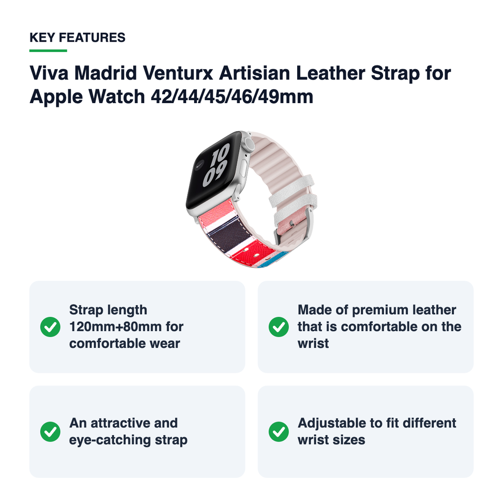 Key features – Viva Madrid Venturx Artisian Leather Strap for Apple Watch 42/44/45/46/49mm – Li