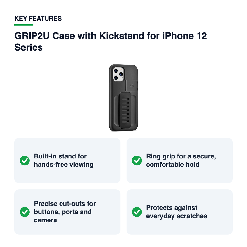 Key features – GRIP2U Case with Kickstand for iPhone 12 Series