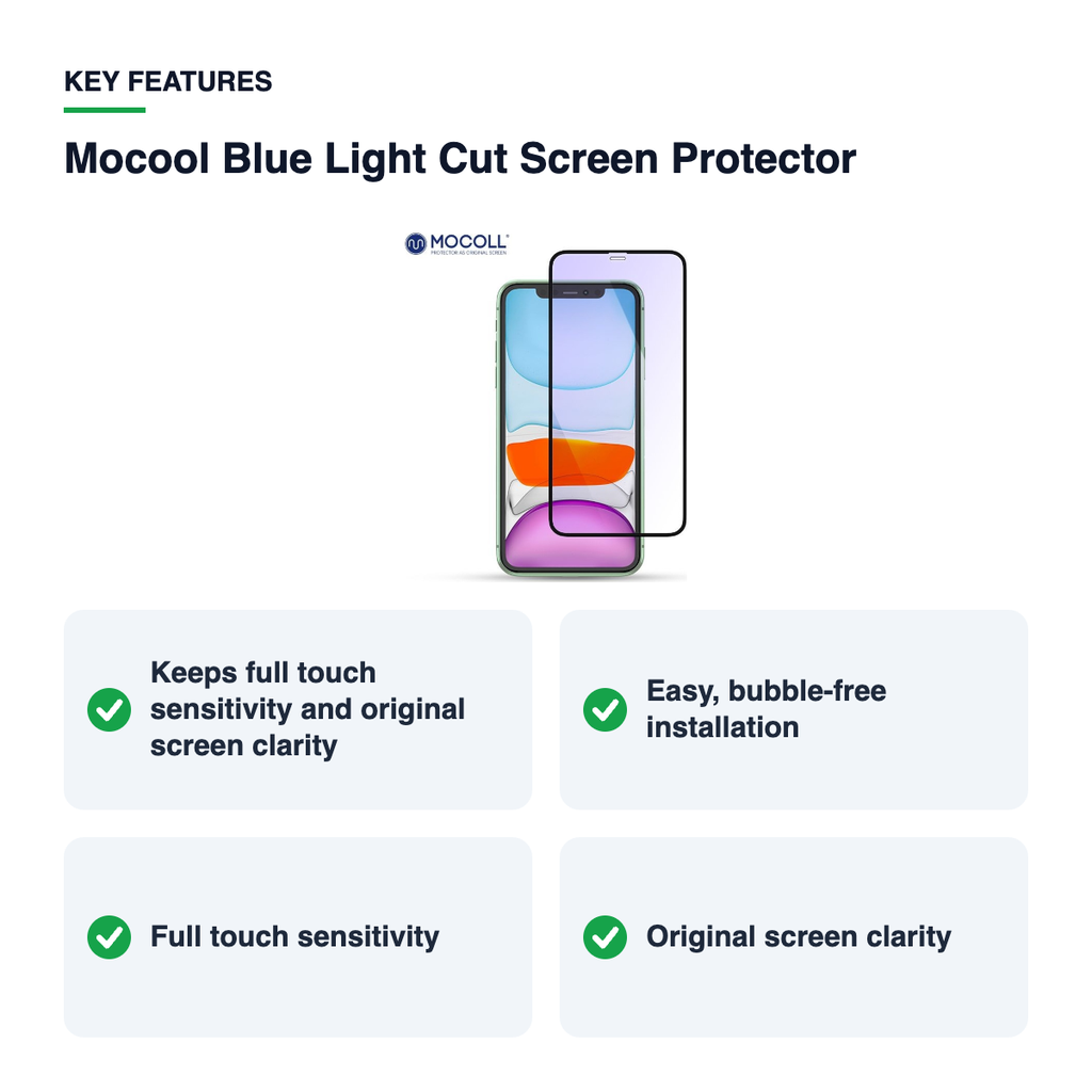 Key features – Mocool Blue Light Cut Screen Protector
