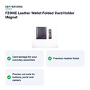Key features – FZONE Leather Wallet Folded Card Holder Magnet – Black