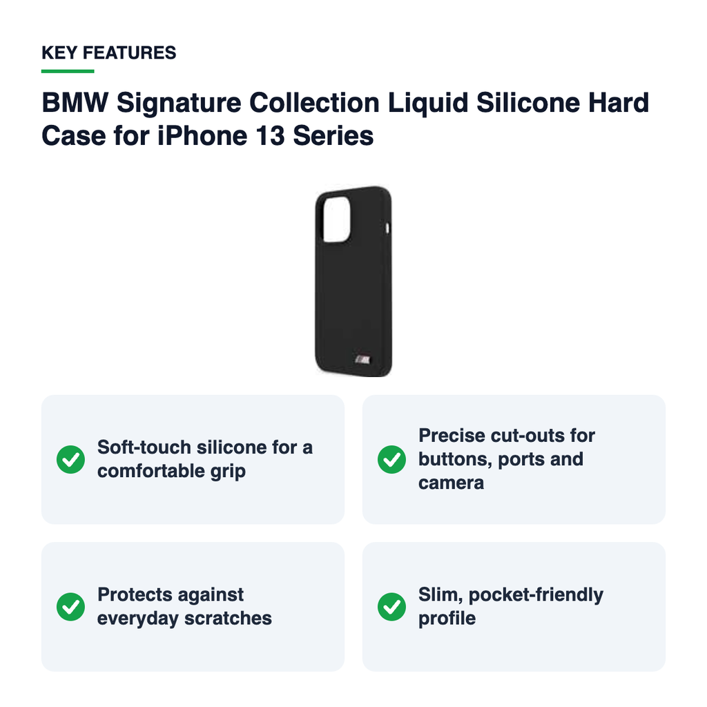 Key features – BMW Signature Collection Liquid Silicone Hard Case for iPhone 13 Series
