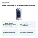 Key features – Anker for iPhone 15/16 Series Screen Protector