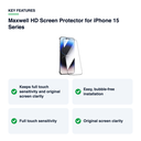 Key features – Maxwell HD Screen Protector for iPhone 15 Series