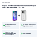 Key features – Grip2U Anti-Microbial Screen Protection Grip2U Slim Case for iPhone 12/12 Pro
