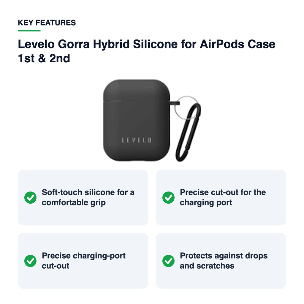 Key features – Levelo Gorra Hybrid Silicone for AirPods Case 1st & 2nd