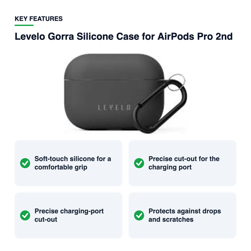 Key features – Levelo Gorra Silicone Case for AirPods Pro 2nd