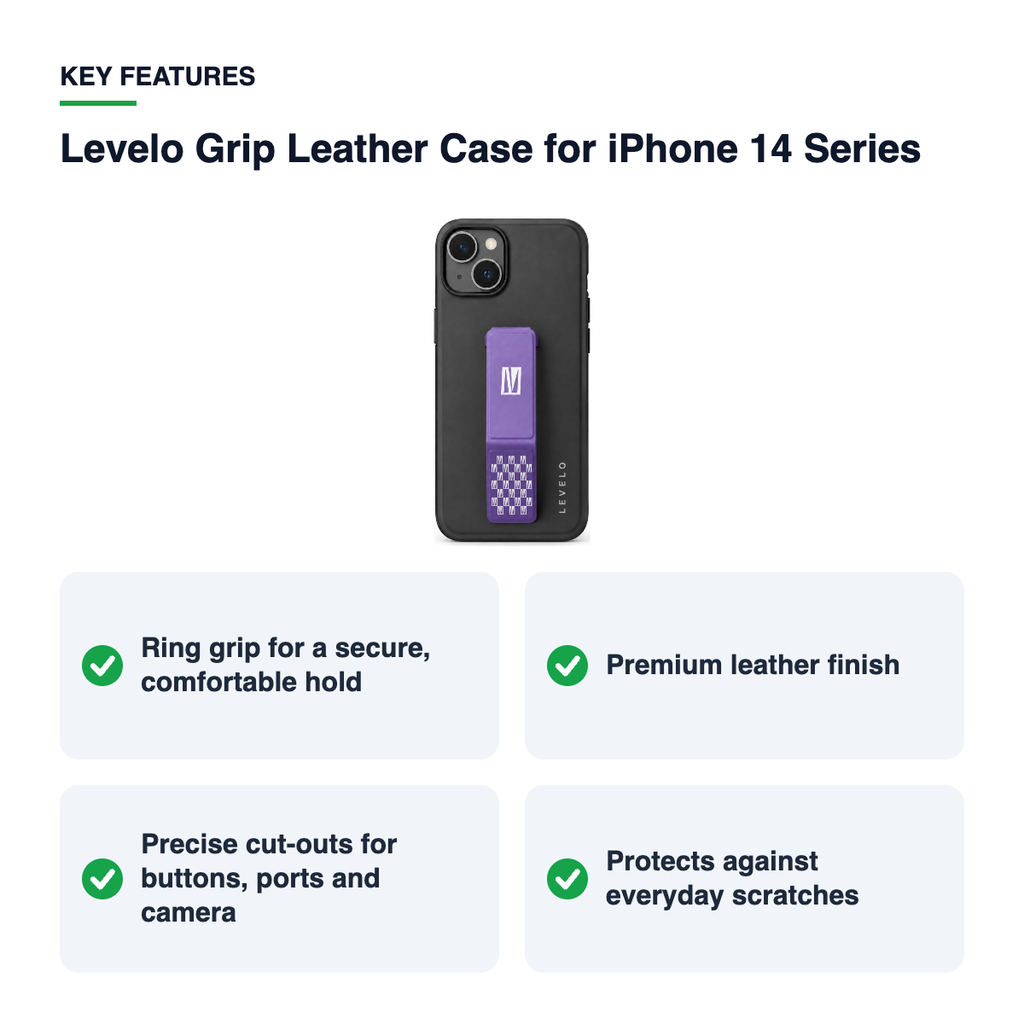 Key features – Levelo Grip Leather Case for iPhone 14 Series
