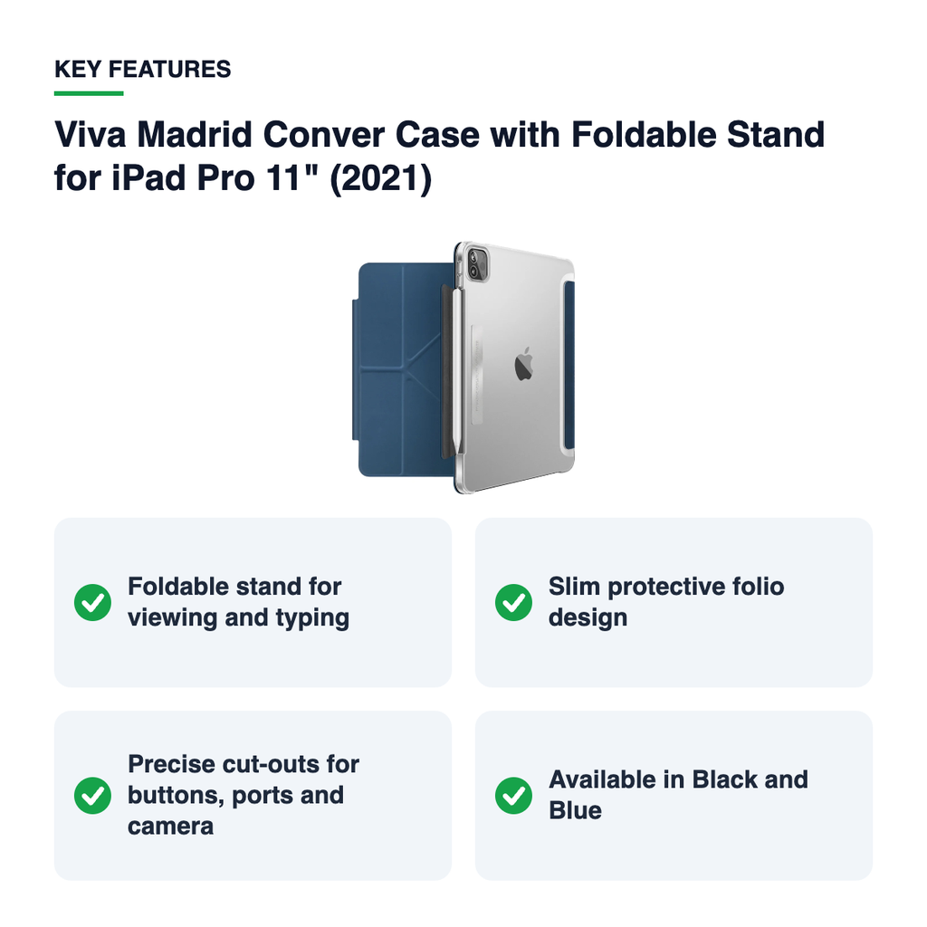 Key features – Viva Madrid Conver Case with Foldable Stand for iPad Pro 11" (2021)