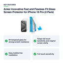 Key features – Anker Innovative Fast and Flawless Fit Glass Screen Protector for iPhone 16 Pro 