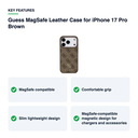 Key features – Guess MagSafe Leather Case for iPhone 17 Pro Brown