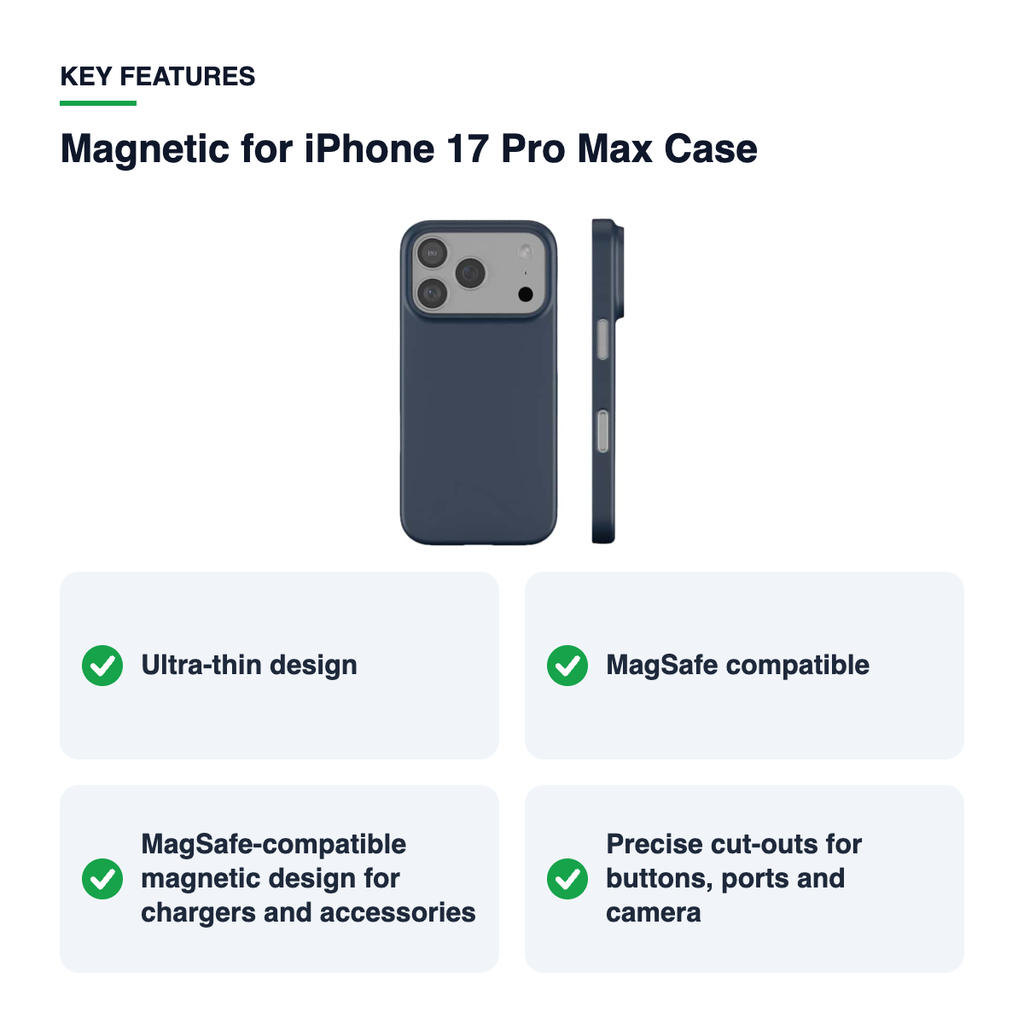 Key features – Magnetic for iPhone 17 Pro Max Case – Navy
