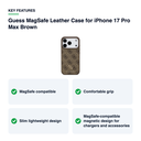 Key features – Guess MagSafe Leather Case for iPhone 17 Pro Max Brown