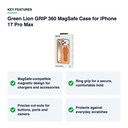 Key features – Green Lion GRIP 360 MagSafe Case for iPhone 17 Pro Max – Orange
