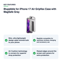 Key features – Blupebble for iPhone 17 Air Gripflex Case with MagSafe Gray