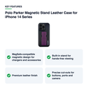 Key features – Polo Parker Magnetic Stand Leather Case for iPhone 14 Series