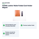 Key features – FZONE Leather Wallet Folded Card Holder Magnet – Brown