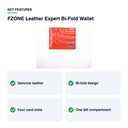Key features – FZONE Leather Expert Bi-Fold Wallet – Red