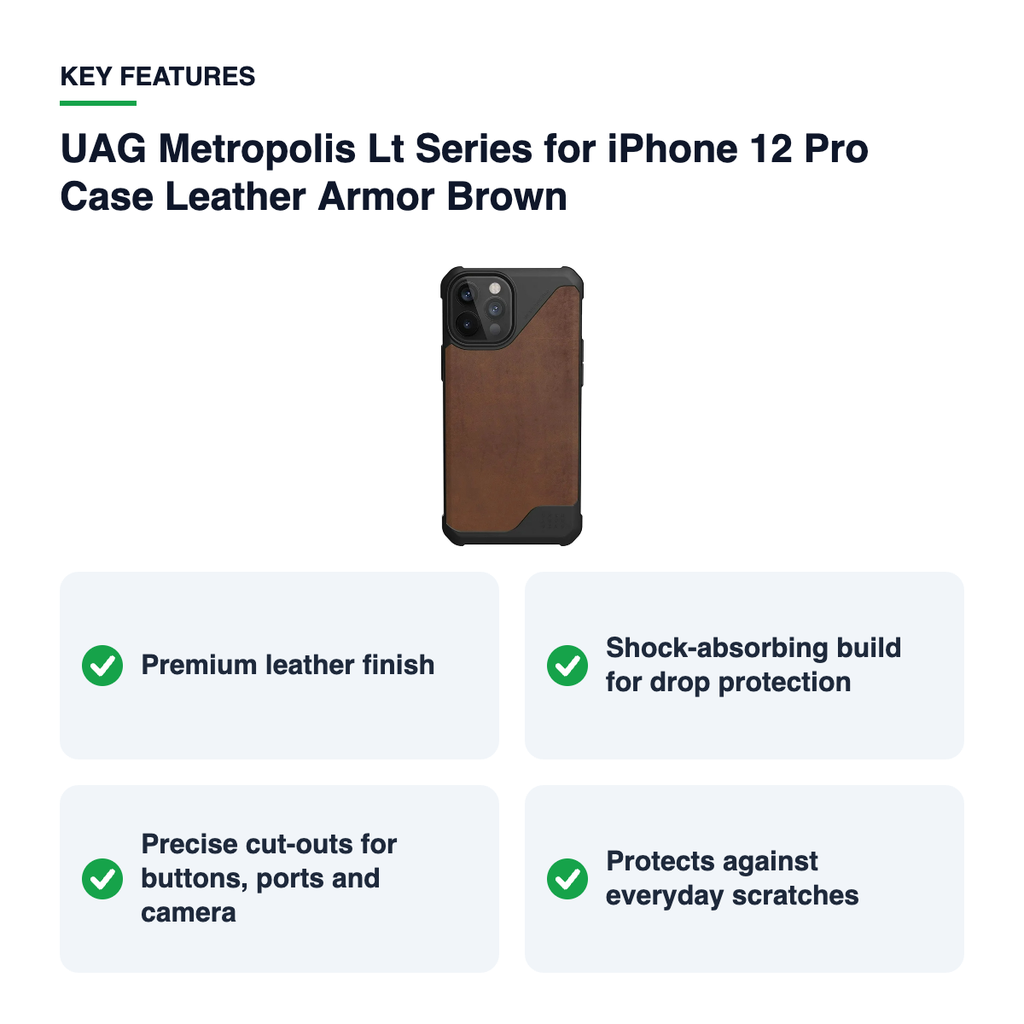 Key features – UAG Metropolis Lt Series for iPhone 12 Pro Case Leather Armor Brown